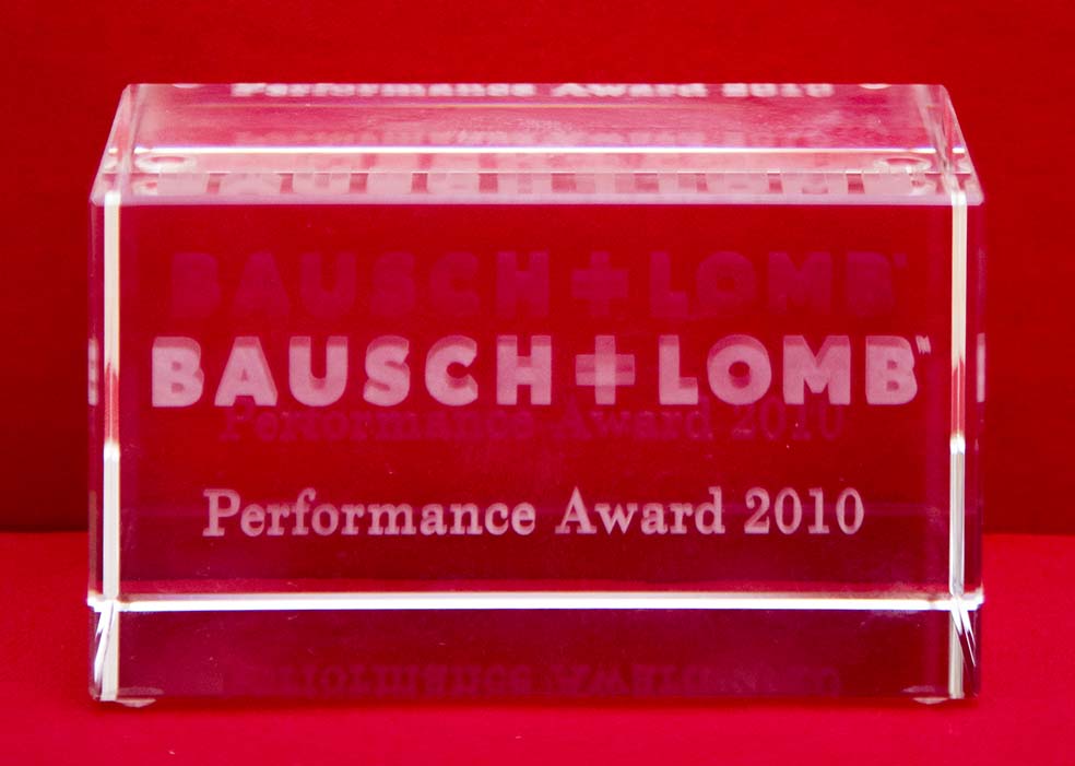 Премия Корпорации Bausch+Lomb «Лучшему дистрибьютору 2010 года»  январь 2011г.